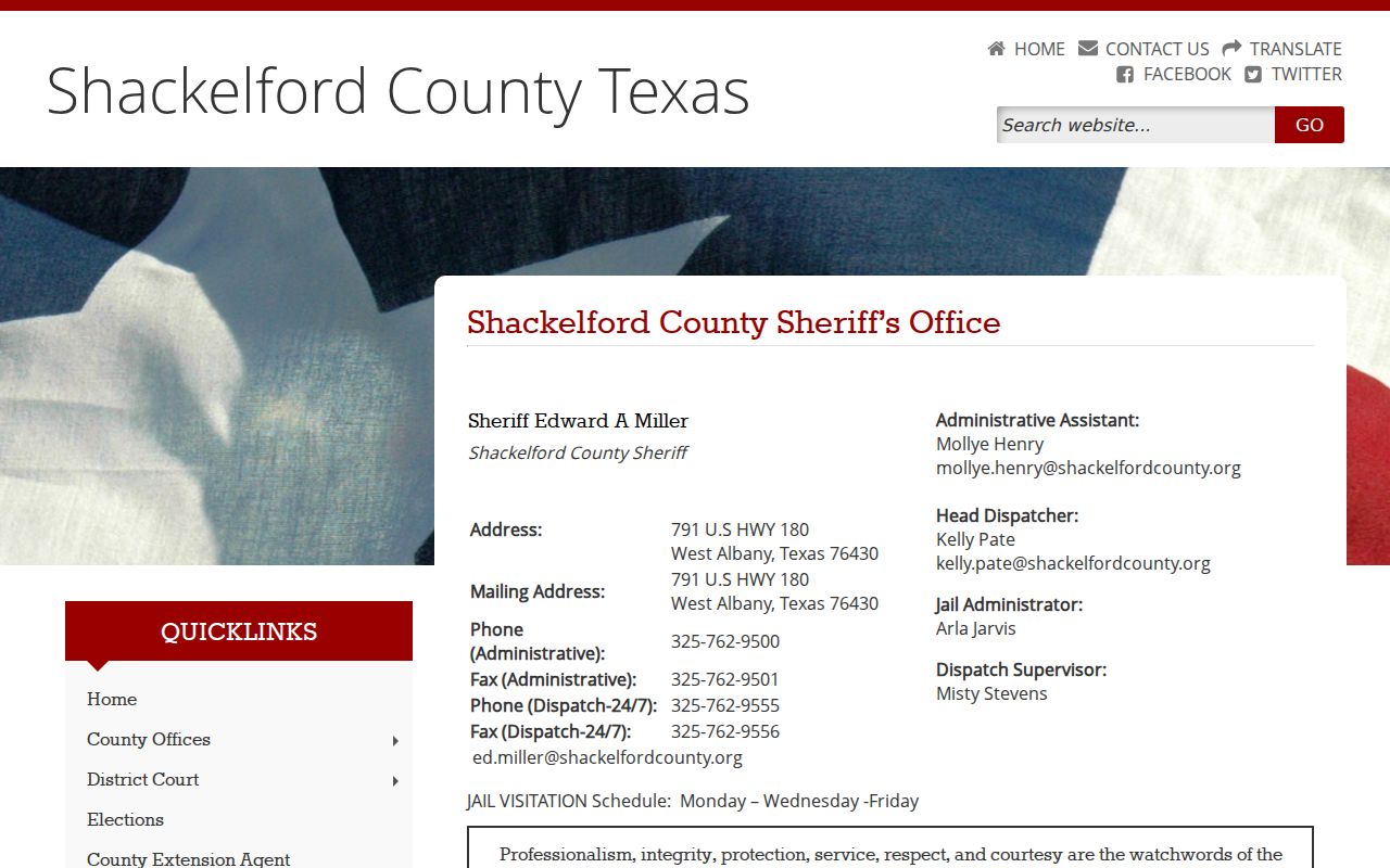 Shackelford County Sheriff arrest records and contact information