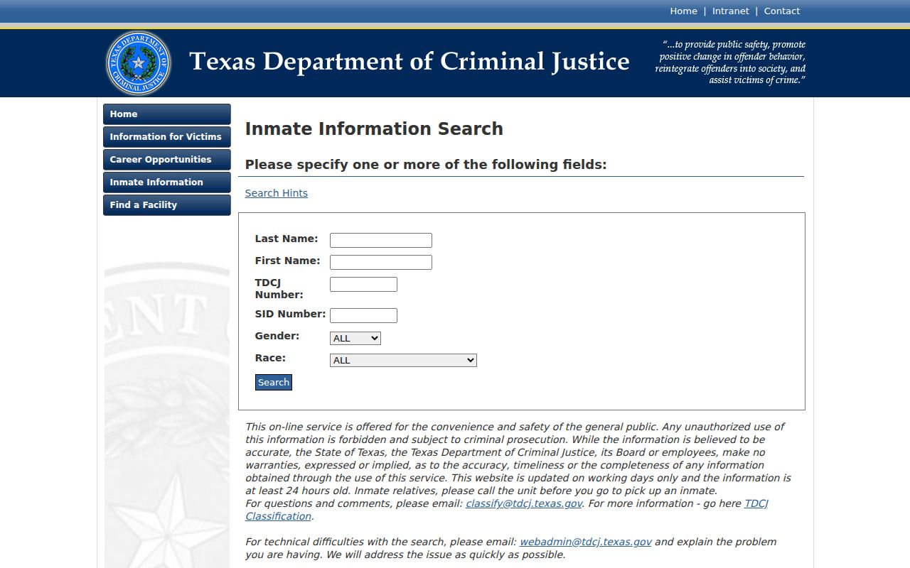 Texas state inmate search following a Shackelford County arrest