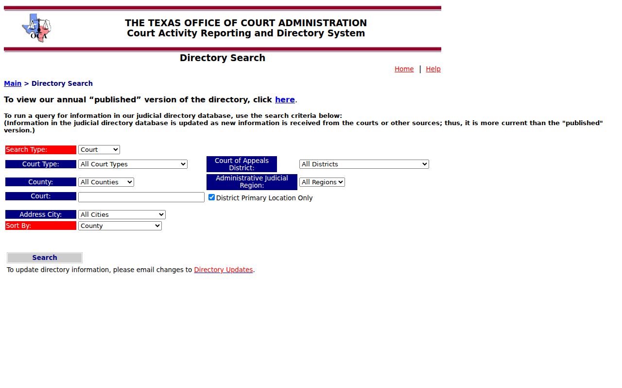 Shackelford County court case lookup in the Texas judicial directory