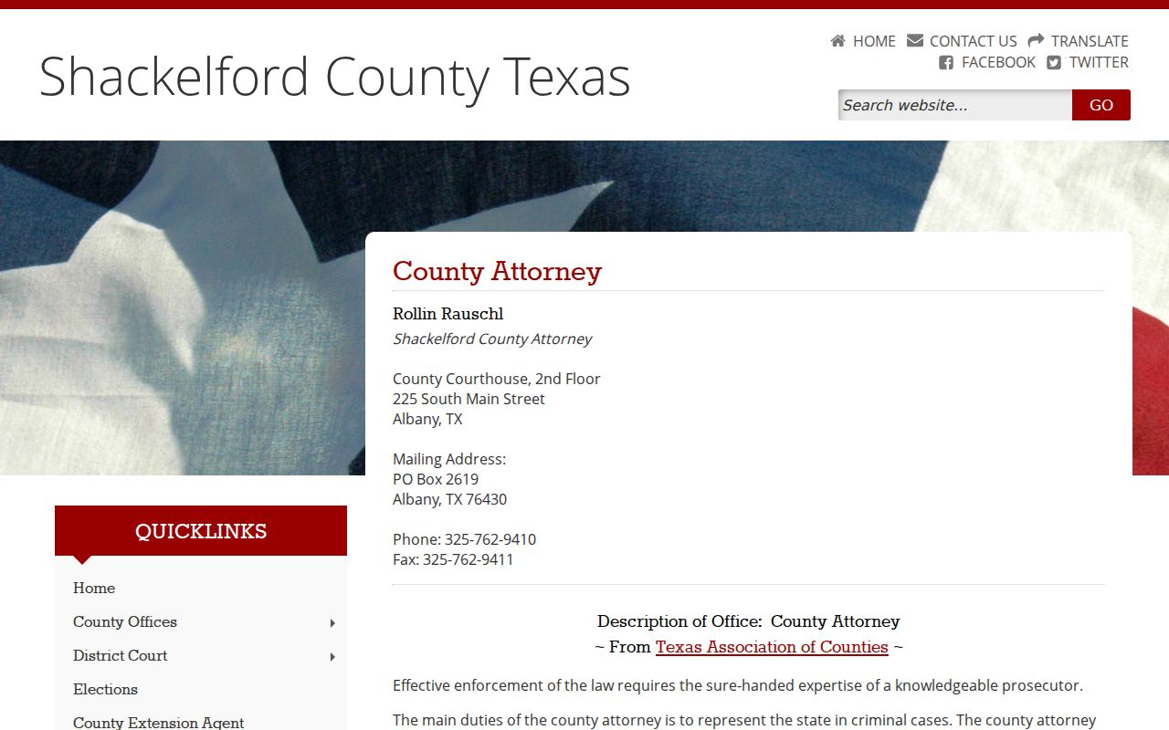 Shackelford County criminal court case County Attorney information