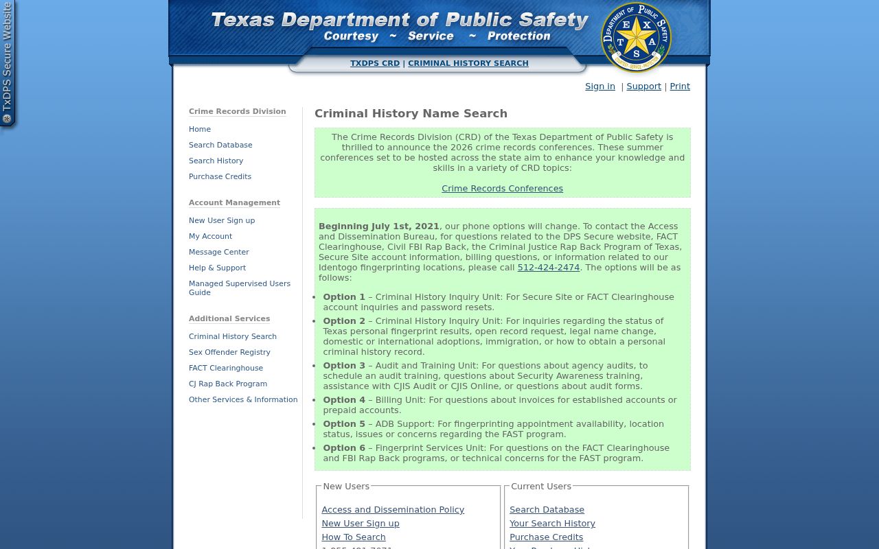 Shackelford County criminal history Texas DPS name search